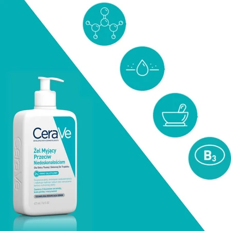 CeraVe, wasgel tegen onvolkomenheden, 473 ml