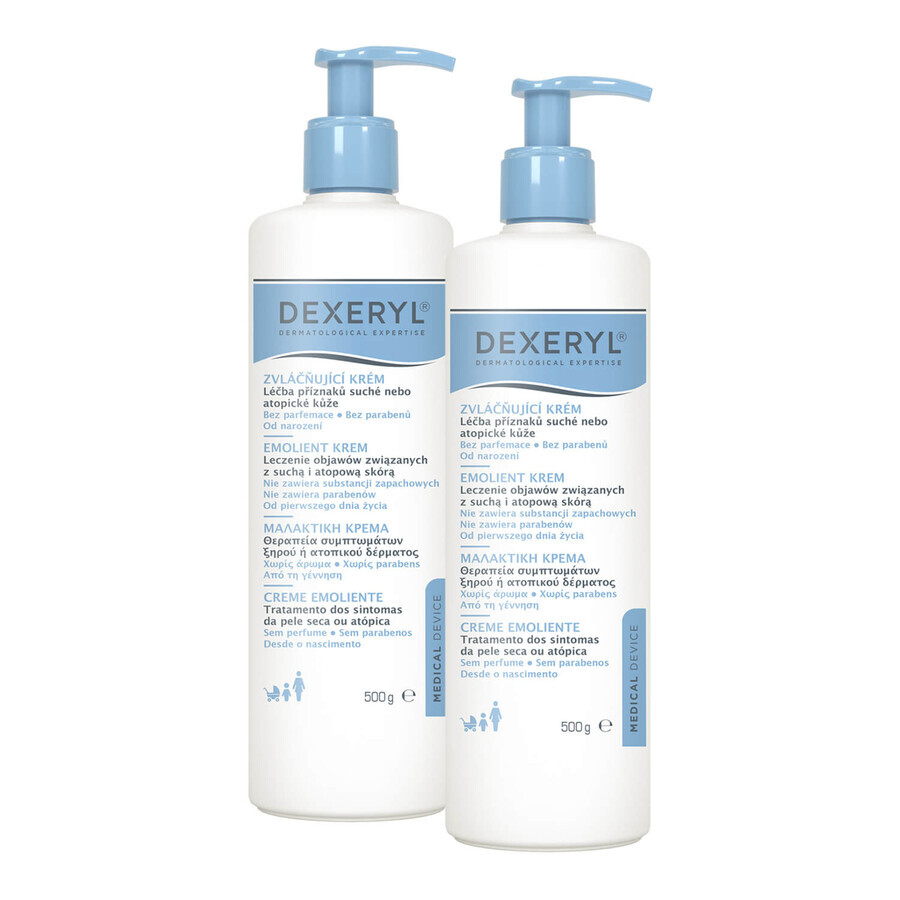 Set Dexeryl, verzachtende crème voor de droge huid, 2 x 500 g