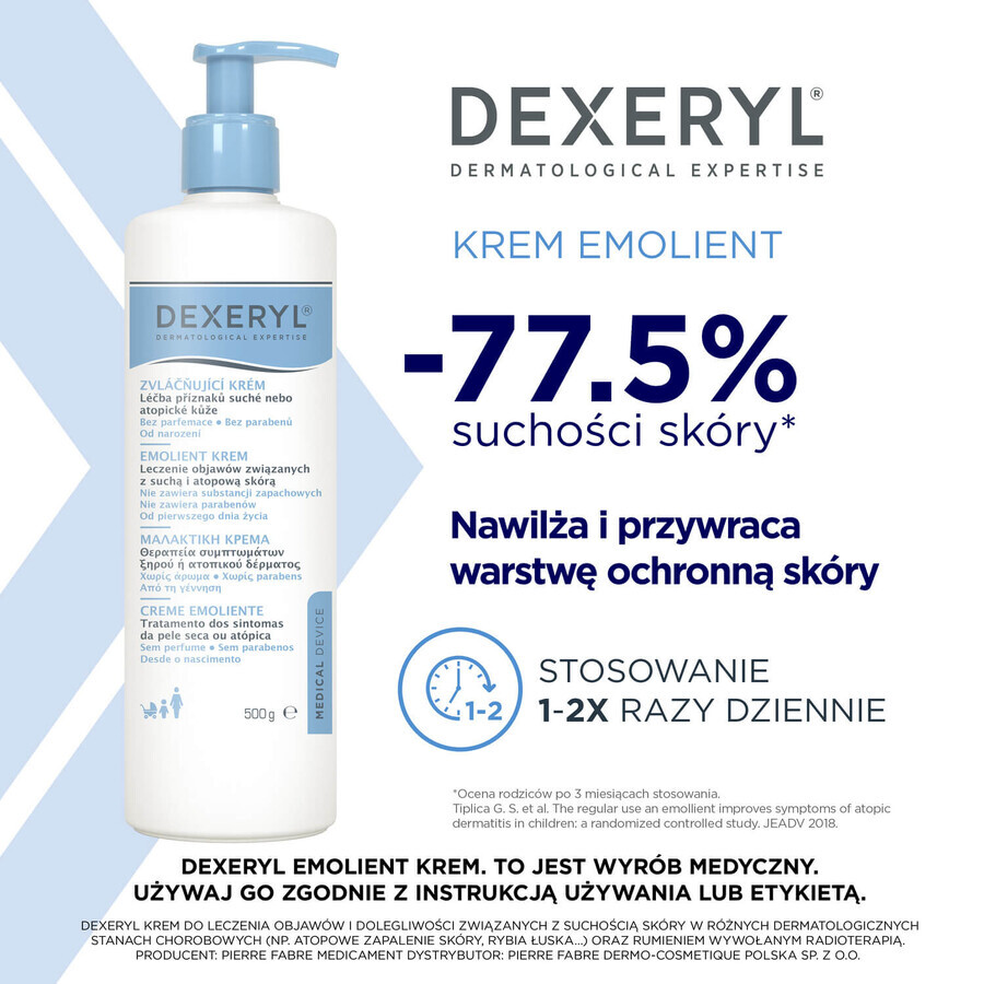 Set Dexeryl, verzachtende crème voor de droge huid, 2 x 500 g