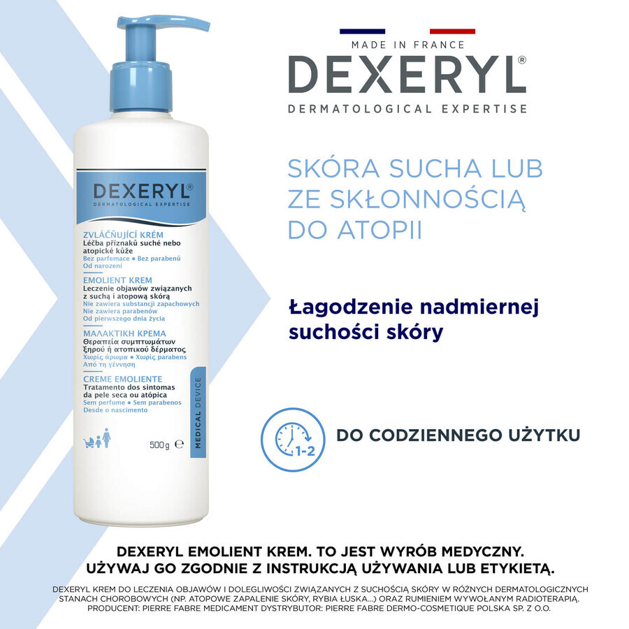 Set Dexeryl, verzachtende crème voor de droge huid, 2 x 500 g