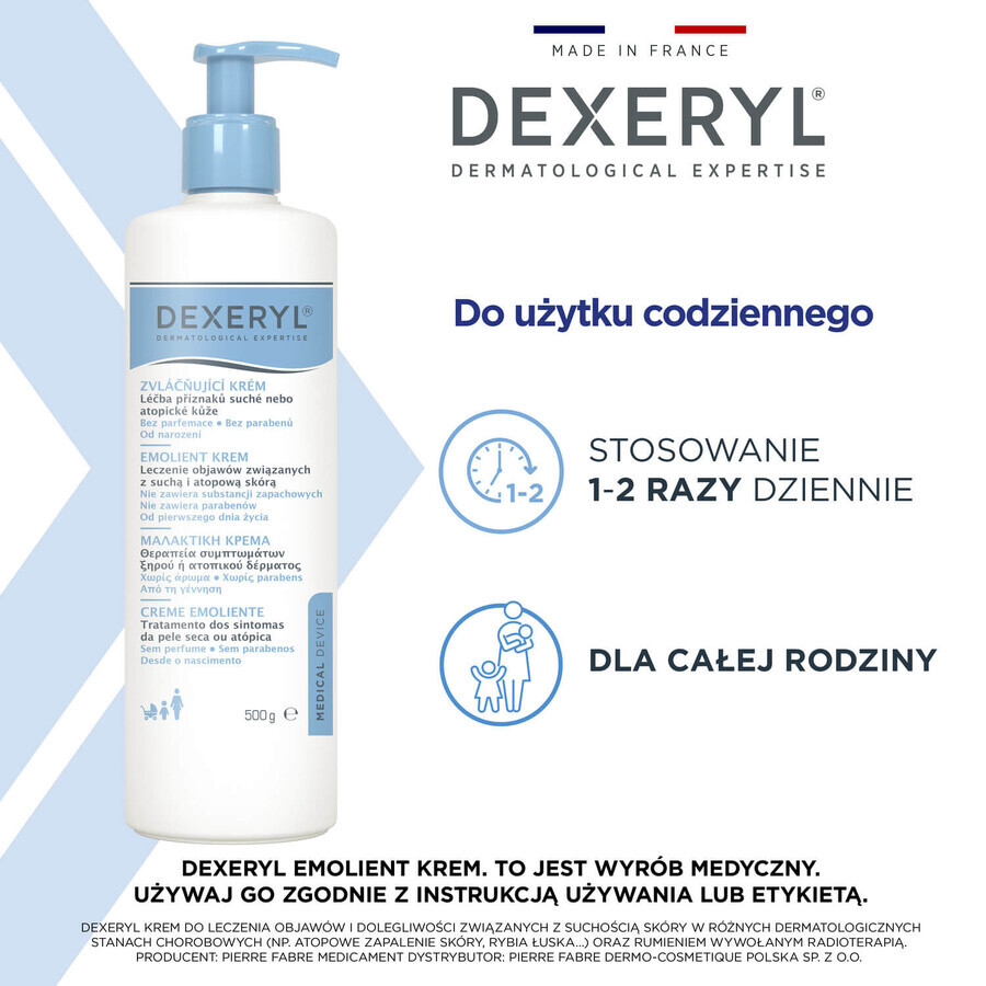 Set Dexeryl, verzachtende crème voor de droge huid, 2 x 500 g