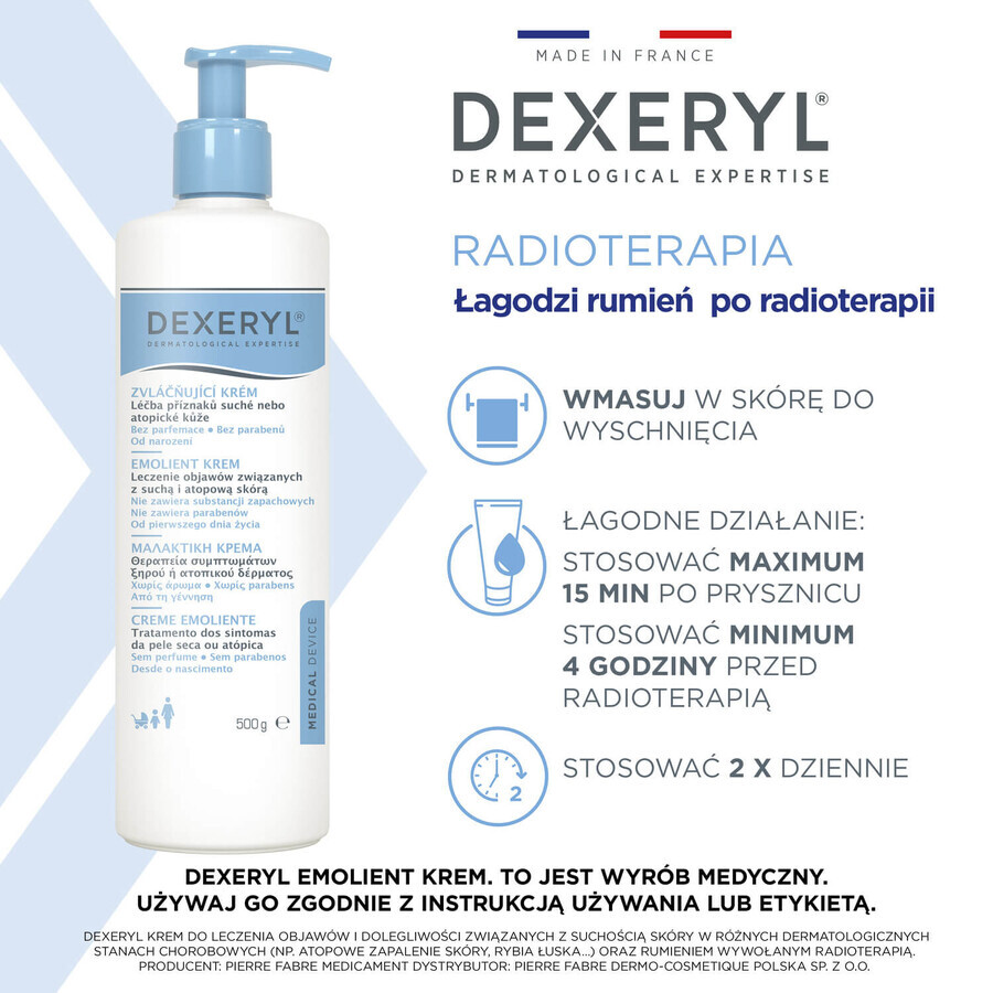 Set Dexeryl, verzachtende crème voor de droge huid, 2 x 500 g