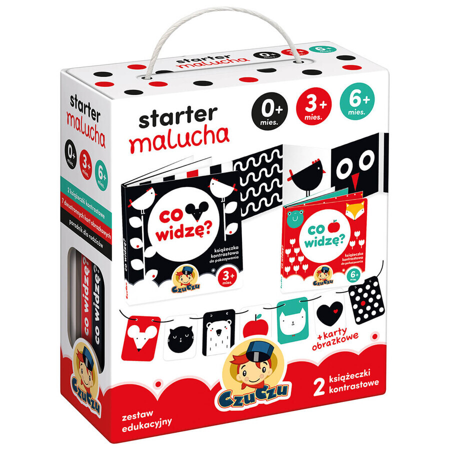 CzuCzu Toddler Starter What I See, 2 Kontrastbücher für Kinder, 0-6 Monate