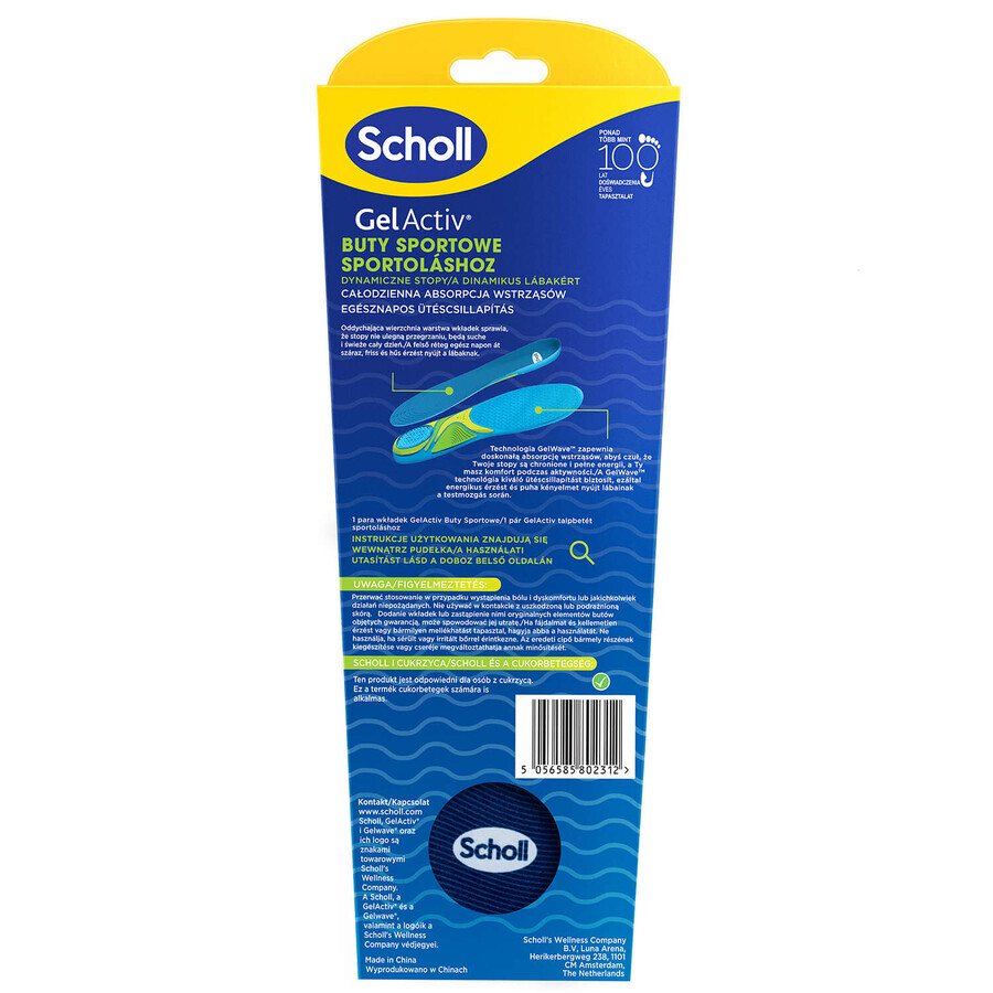 Scholl GelActiv, inlegzolen voor schoenen, sport, maat S 35,5-40,5, 2 stuks