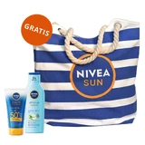 Nivea Sun Invisible Finish set, moisturizing sunscreen lotion, SPF 50+, 150 ml + after-sun tan extending lotion, 200 ml + free beach bag