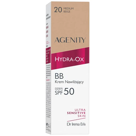 Agenity Hydra-Ox, BB cream hidratante, FPS 50, 20 beige medio, 30 ml