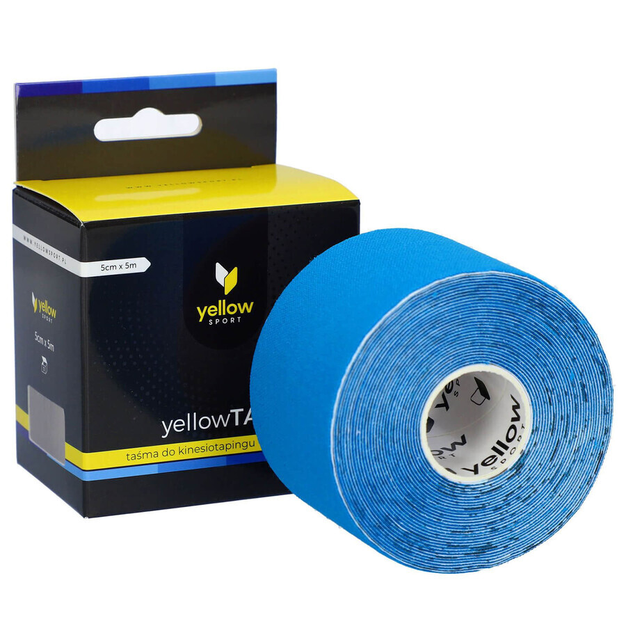 YellowSport YellowTape, bande de kinésithérapie, bleu, 5 cm x 5 m EMBALLAGE CONTAMINE
