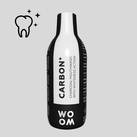Woom Carbon+, aufhellendes Mundwasser, mit Aktivkohle, 500 ml