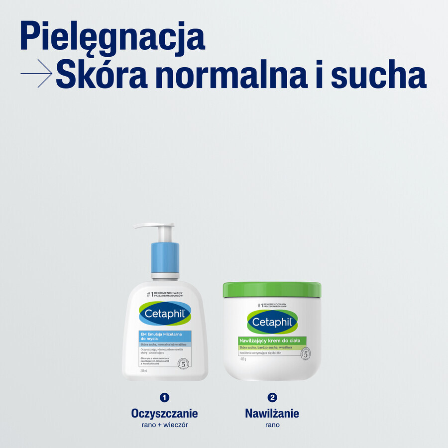 Cetaphil, crema corporal hidratante, para toda la familia, 453 g + hidratante facial con ácido hialurónico, crema de noche, 48 ml gratis