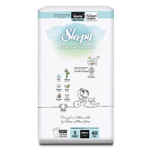 Junior Babyluiers, Nr. 5, 11-18 kg, 40 stuks, Sleepy Bio Natural