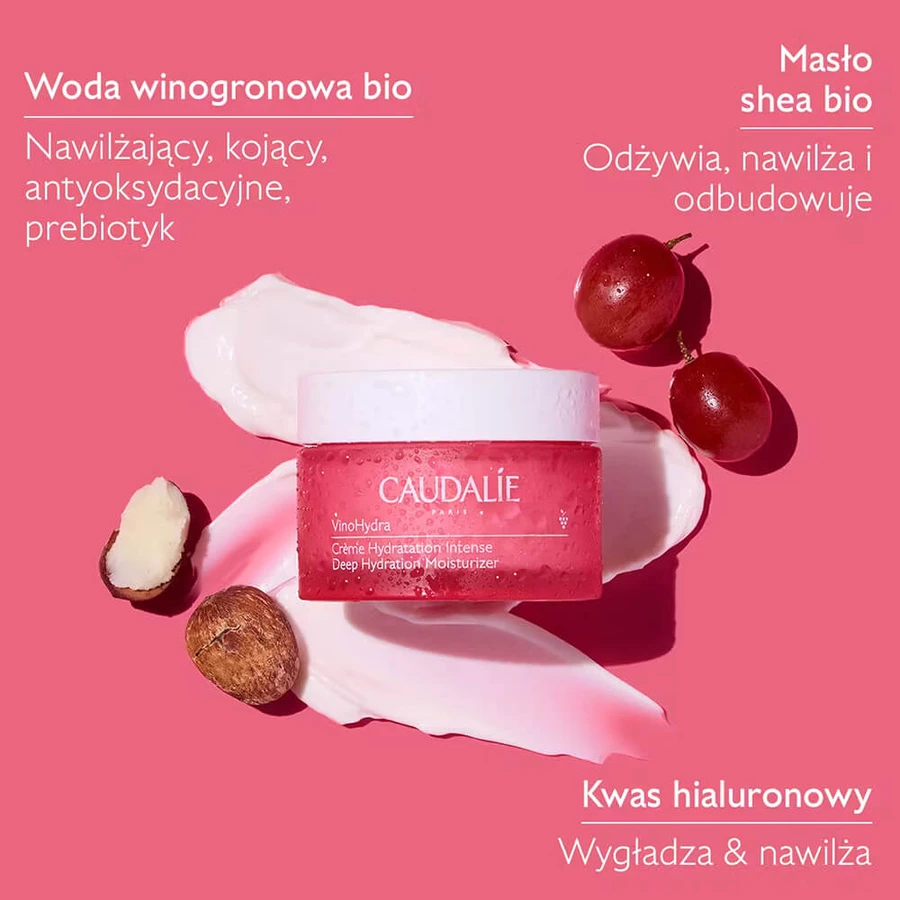 Caudalie VinoHydra, crema facial hidratante intensiva, 50 ml
