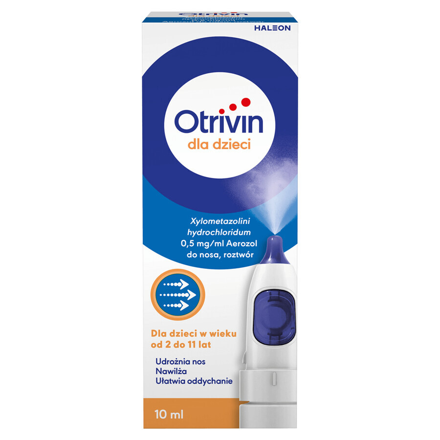Otrivin pentru copii 0,5 mg/ml, vârsta cuprinsă între 2 și 11 ani, spray nazal, 10 ml