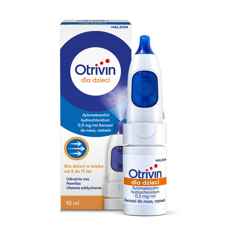Otrivin pentru copii 0,5 mg/ml, vârsta cuprinsă între 2 și 11 ani, spray nazal, 10 ml