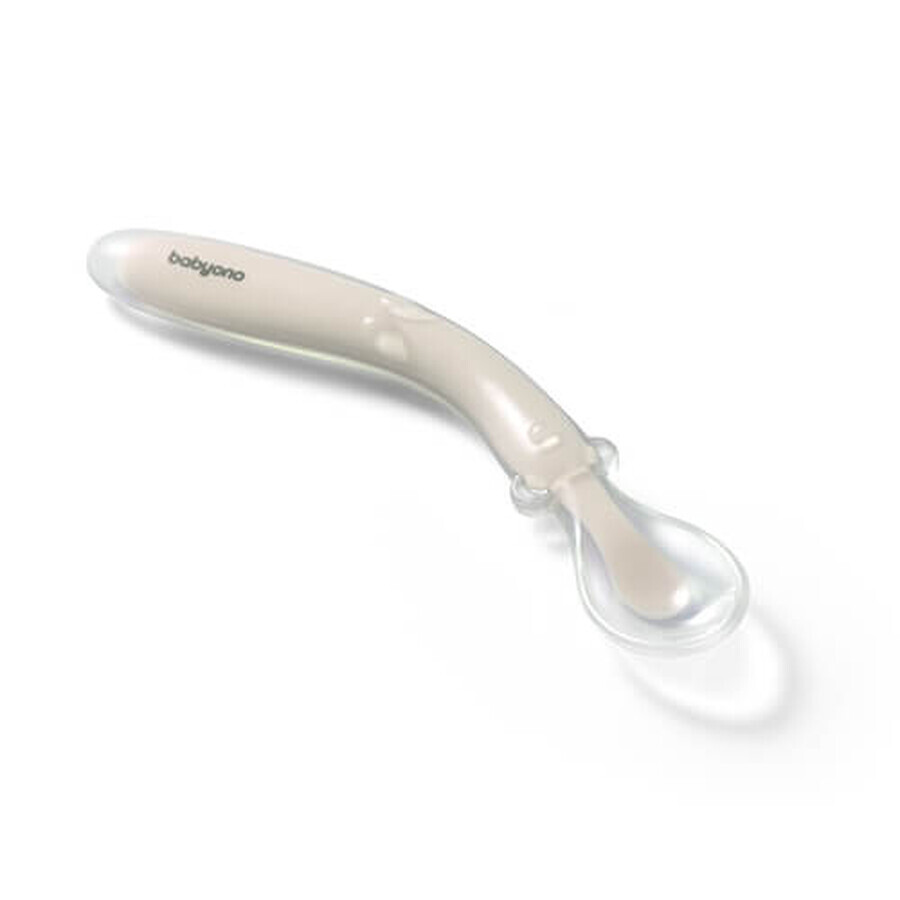 BabyOno, lingură din silicon flexibil, bej, de la 6 luni, 1 buc