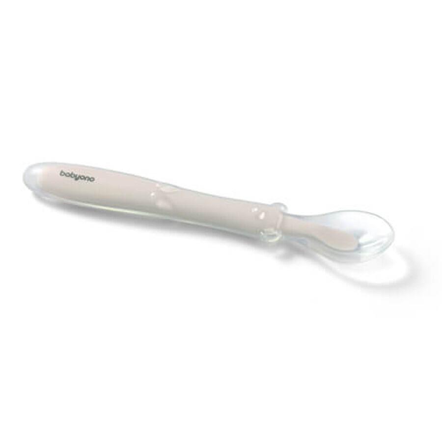BabyOno, lingură din silicon flexibil, bej, de la 6 luni, 1 buc