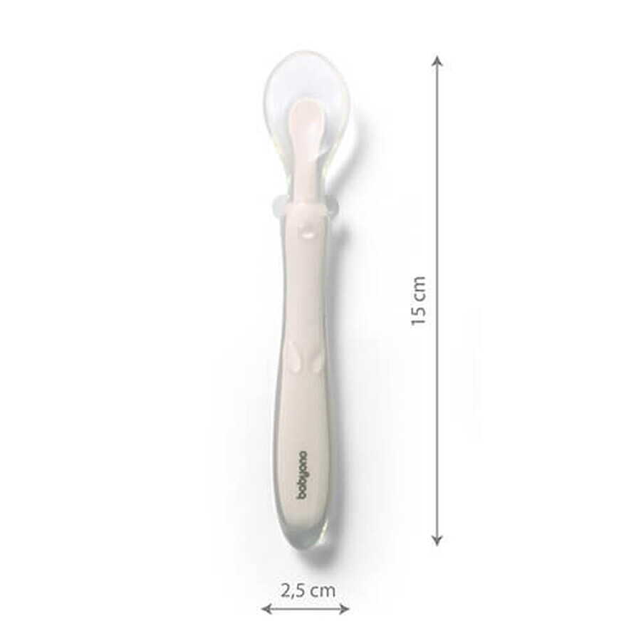 BabyOno, lingură din silicon flexibil, bej, de la 6 luni, 1 buc