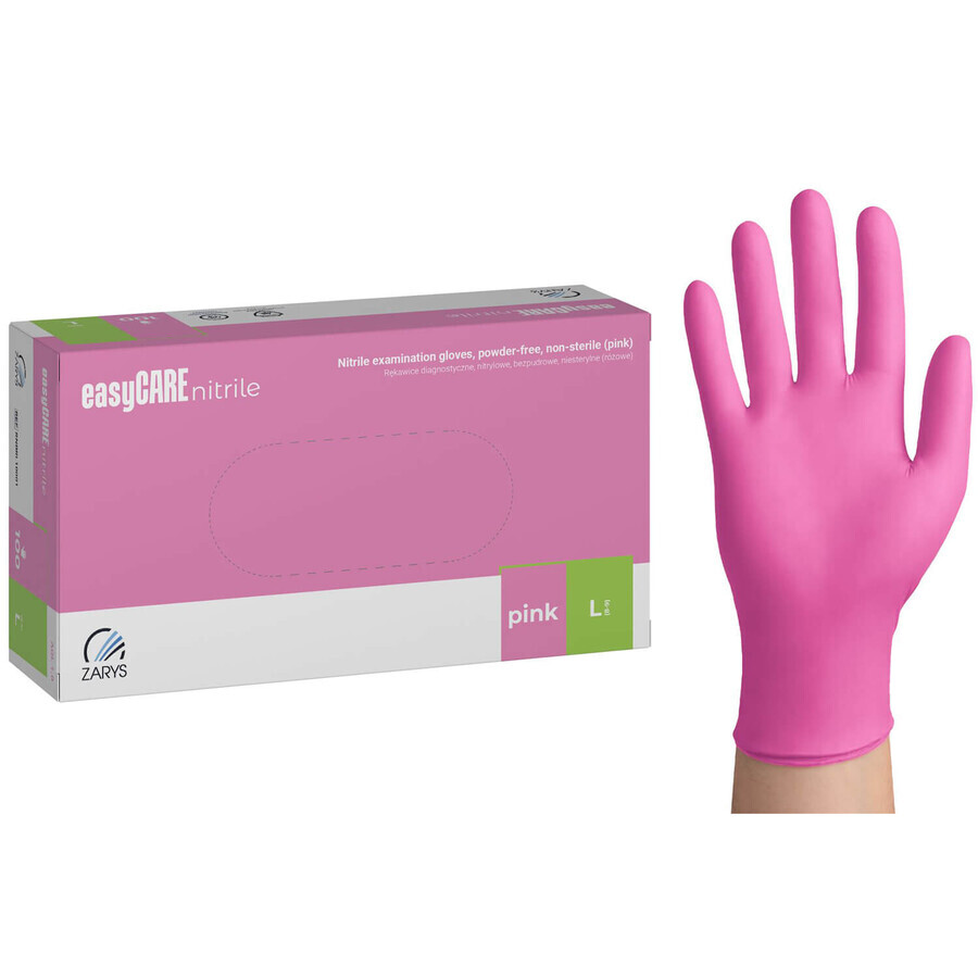 EasyCare Nitrile, mănuși din nitril, nesterile, fără pudră, roz, mărimea L, 100 bucăți