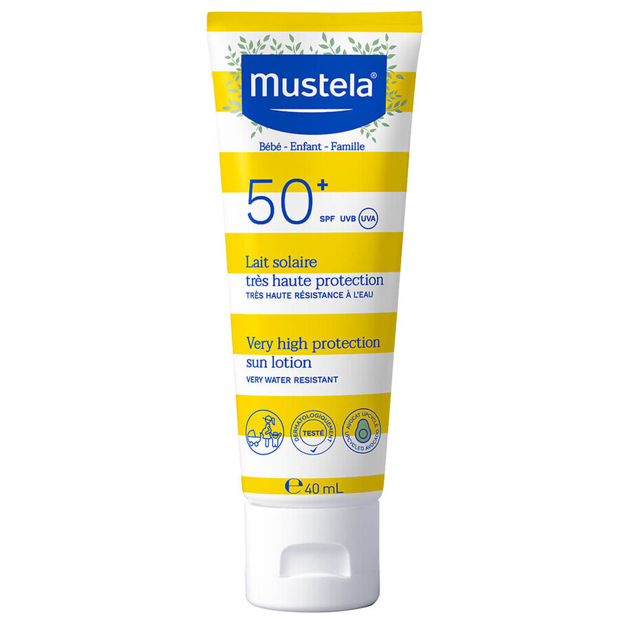 Mustela Sun Fun In The Sun Travel Pack, lait solaire, SPF 50, 40 ml + stick solaire, SPF 50, 9 ml