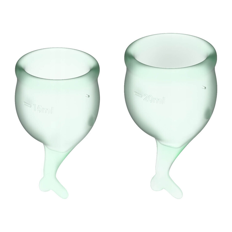 Satisfyer Feel Good, cupă menstruală, 15 ml + 20 ml, verde deschis, 2 bucăți