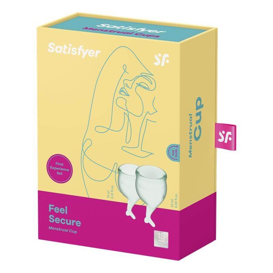 Satisfyer Feel Good, cupă menstruală, 15 ml + 20 ml, verde deschis, 2 bucăți