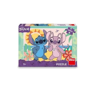 Puzzle XL Stitch y Angel en la playa, 5 años+, 100 piezas, Dino