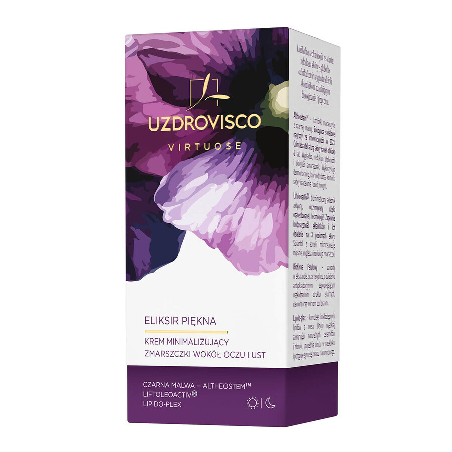 Uzdrovisco Virtuose Beauty Elixir set, Crème anti-rides pour les yeux et les lèvres, 30 ml + sérum rajeunissant global, 30 ml