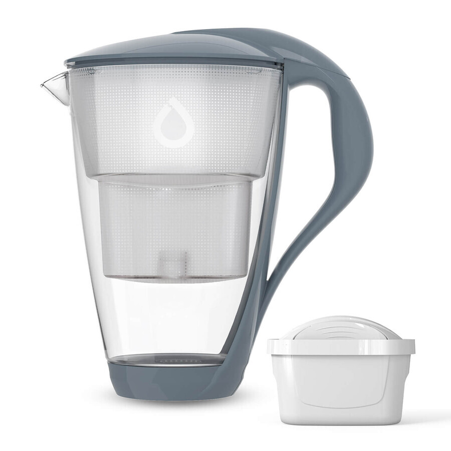 Dafi Crystal Led, glazen filterkan, staal, 2 l + Unimax filter, 1 stuk