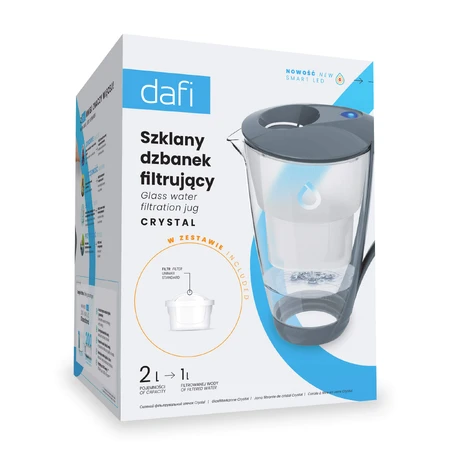 Dafi Crystal Led, glazen filterkan, staal, 2 l + Unimax filter, 1 stuk