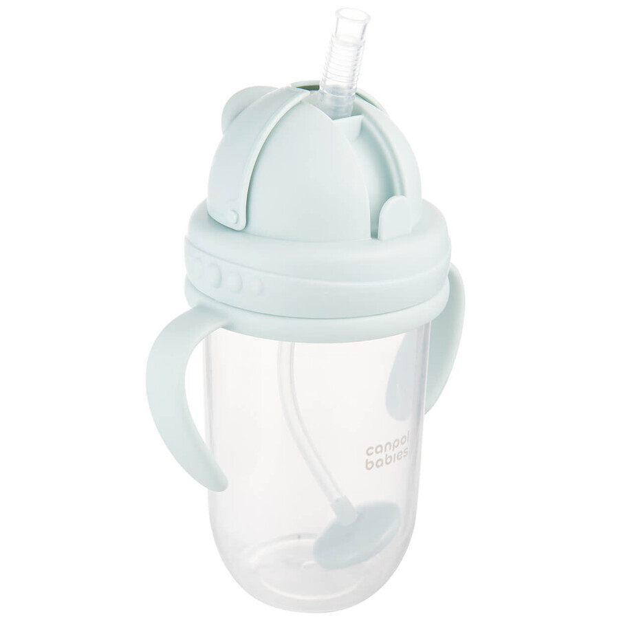 Canpol Babies, cană cu picurare cu tub și greutate, verde, 56/623, de la 6 luni, 270 ml