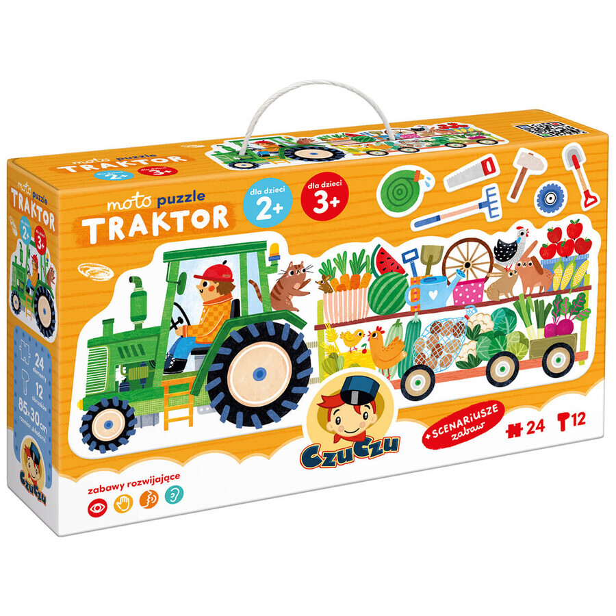CzuCzu Moto Puzzle Traktor, Puzzle für Kinder, 2-3 Jahre, 24 Elemente