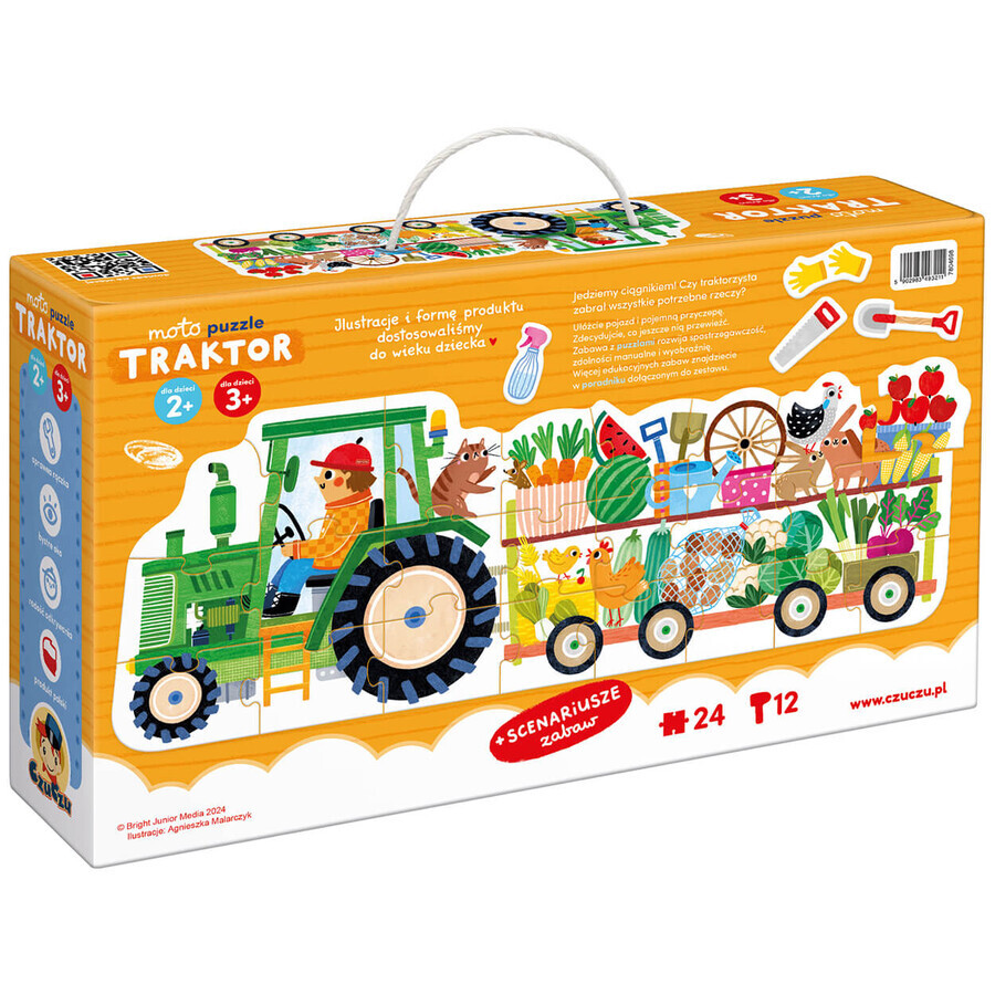 CzuCzu Moto Puzzle Traktor, Puzzle für Kinder, 2-3 Jahre, 24 Elemente
