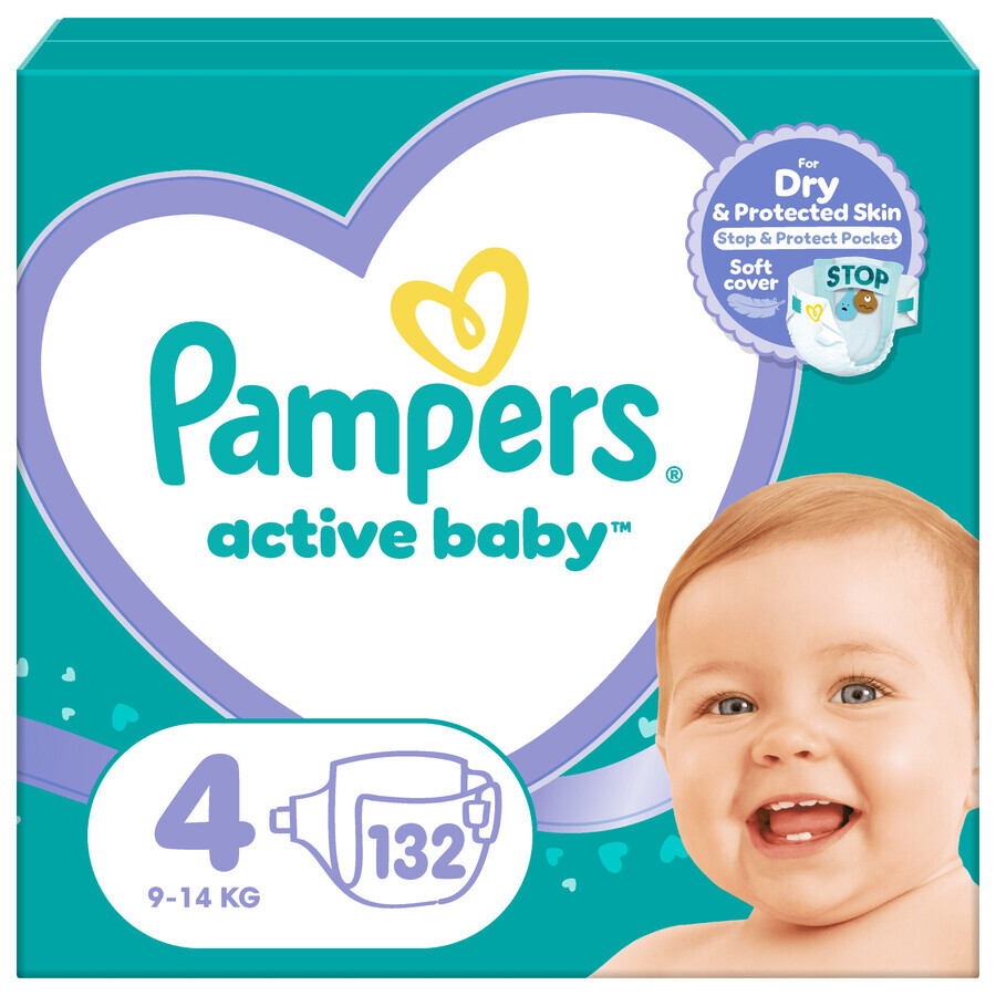 Pampers Active Baby set, diapers, size 4, 9-14 kg, 2 x 132 pieces