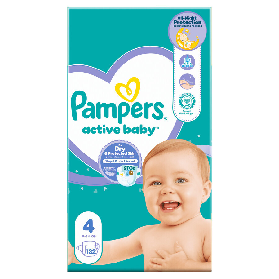 Pampers Active Baby set, diapers, size 4, 9-14 kg, 2 x 132 pieces