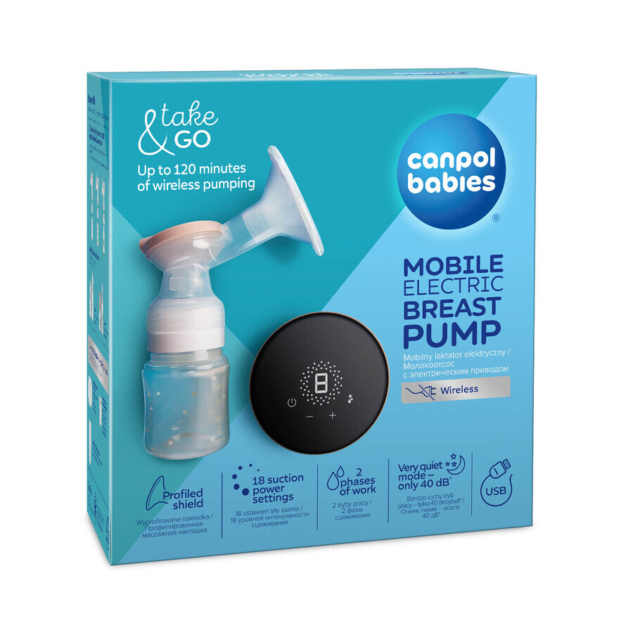 Canpol Babies Take&Go mobiles elektrisches Milchpumpenset + Milchpumpenschale für elektrische Milchpumpen, 1 Stück