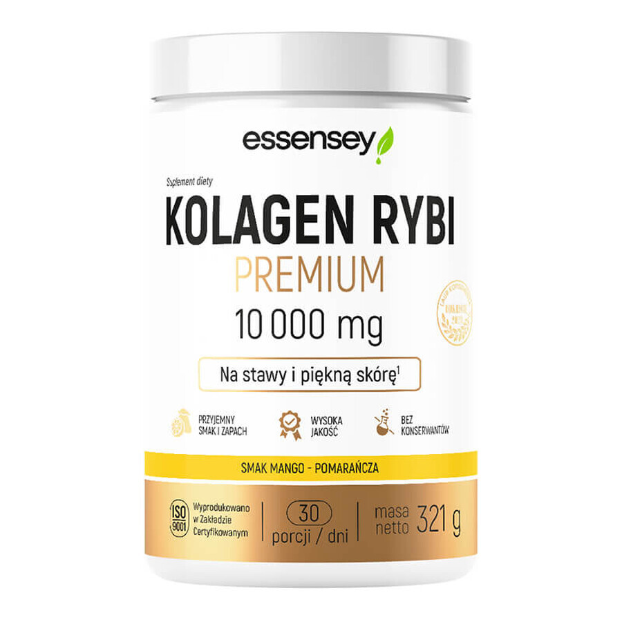 Essensey Premium Fish Collagen 10000 mg, mango-portocaliu, 321 g