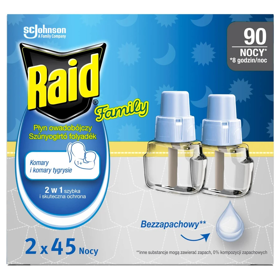 Raid Family, mosquito insecticidal liquid, spare, 2 x 27 ml