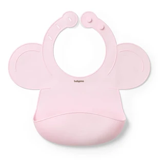 BabyOno, silicone bib with adjustable clasp, pink, from 6 months, 1 piece