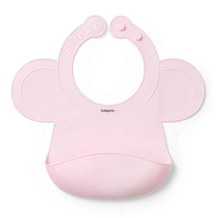 BabyOno, Silikonlätzchen mit verstellbarem Verschluss, rosa, ab 6 Monaten, 1 Stück