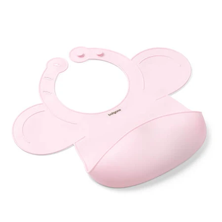 BabyOno, Silikonlätzchen mit verstellbarem Verschluss, rosa, ab 6 Monaten, 1 Stück
