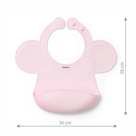 BabyOno, Silikonlätzchen mit verstellbarem Verschluss, rosa, ab 6 Monaten, 1 Stück