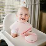 BabyOno, Silikonlätzchen mit verstellbarem Verschluss, rosa, ab 6 Monaten, 1 Stück