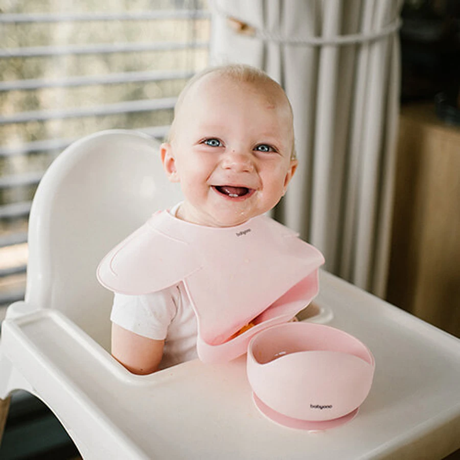 BabyOno, Silikonlätzchen mit verstellbarem Verschluss, rosa, ab 6 Monaten, 1 Stück