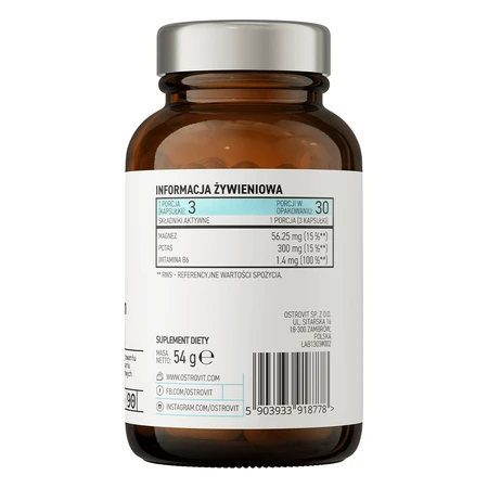 OstroVit Pharma Magnesium Citrate + Postassium + B6 P-5-P, 90 capsules.
