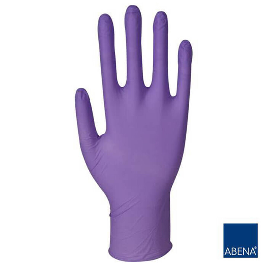 Abena, guantes de nitrilo, no estériles, sin polvo, violeta, talla XS, 100 unidades