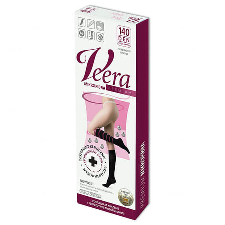Veera Premium, kniekousen, 140 den, maat L, zwart