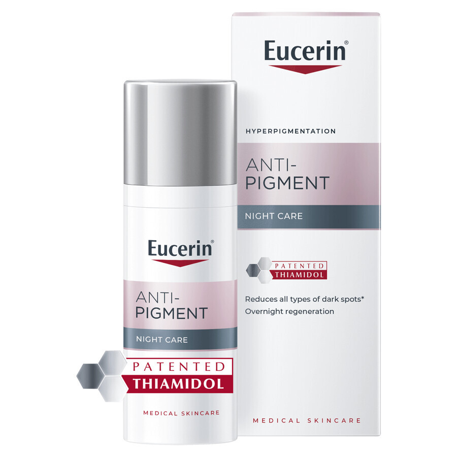 Eucerin Anti-Pigment set, nachtcrème voor onzuiverheden met Thiamidol, 50 ml + gezichtsreinigingsgel met exfoliërende AHA-zuren 2%, 400 ml