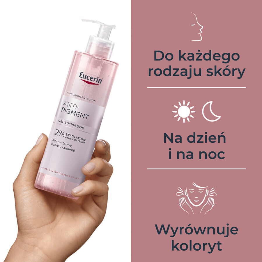 Eucerin Anti-Pigment set, nachtcrème voor onzuiverheden met Thiamidol, 50 ml + gezichtsreinigingsgel met exfoliërende AHA-zuren 2%, 400 ml