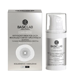BasicLab Complementis, peptide eye cream to reduce dark circles and puffiness, brighten and moisturize, light texture, 15 ml