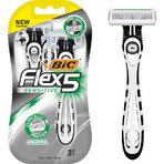 BIC Flex 5, maquinilla de afeitar masculina, desechable, 5 hojas, 3 piezas