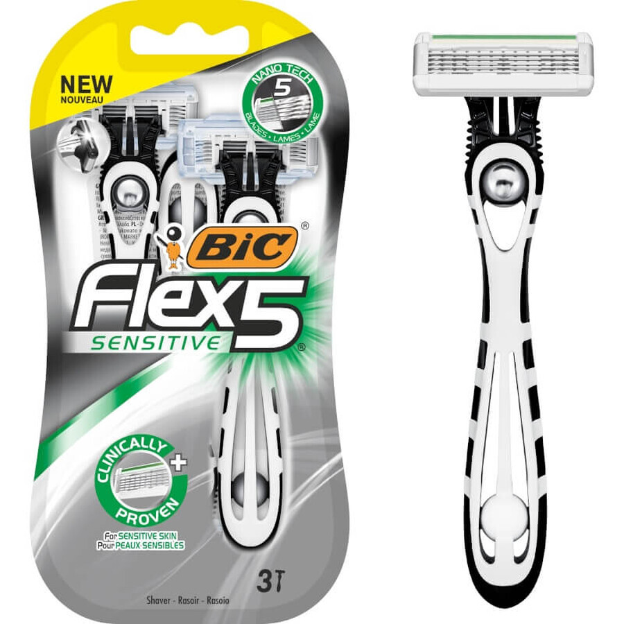 BIC Flex 5, maquinilla de afeitar masculina, desechable, 5 hojas, 3 piezas